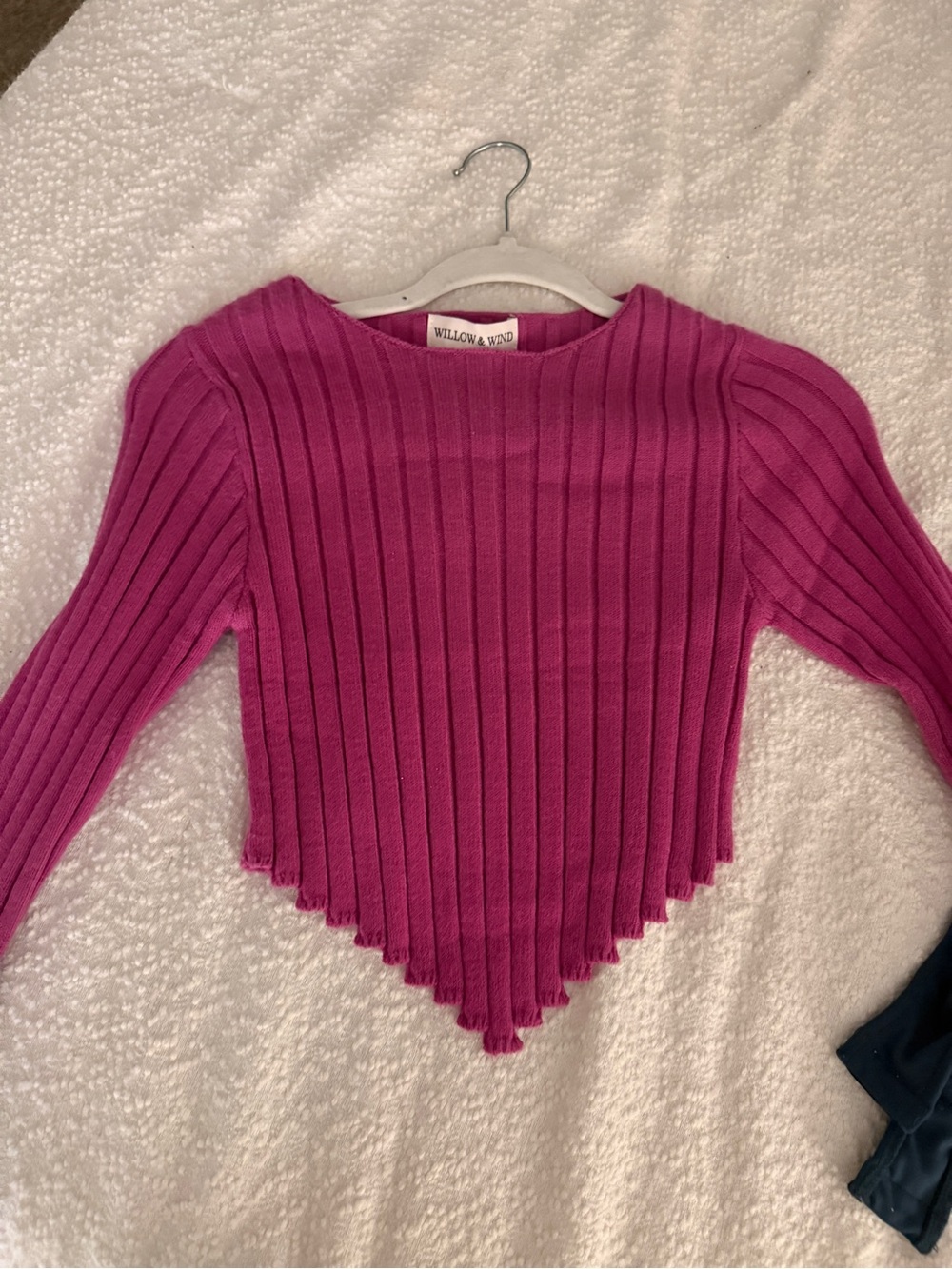 Fuchsia Ribbed Point-Hem Sweater